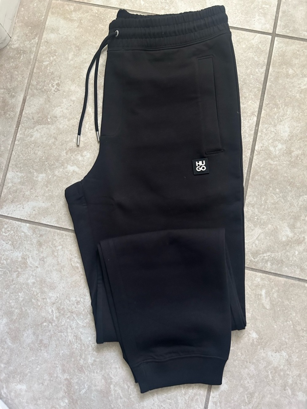 HUGO Embossed Black Logo Jogger Pants NWT
